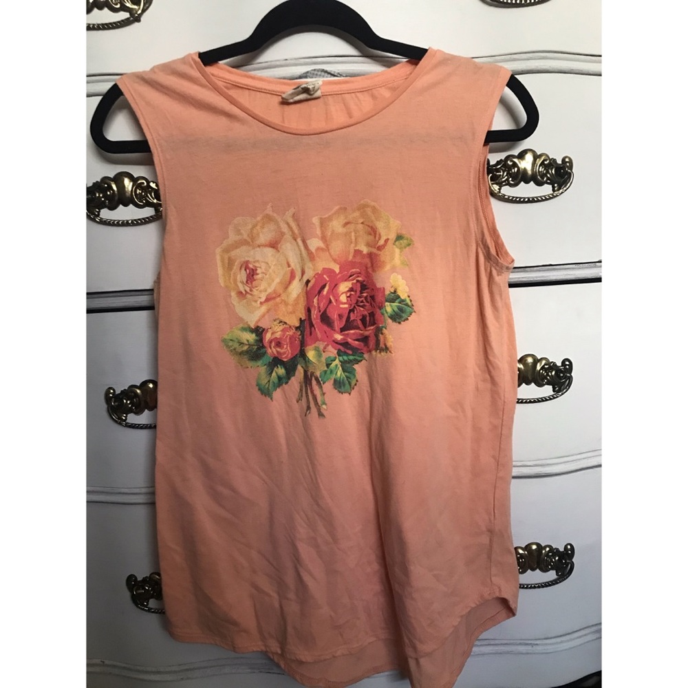 Peach floral tank top